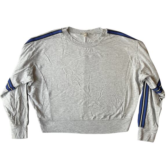 Express One Eleven Women Sweatshirt Size XS Gray Striped Long Sleeve Fleece - Picture 1 of 8